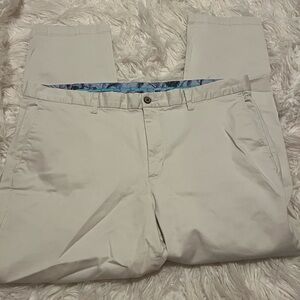 Tommy Bahama Pants Mens 42 x 30 Cotton Tencel Stretch Ivory Preppy Flat Front